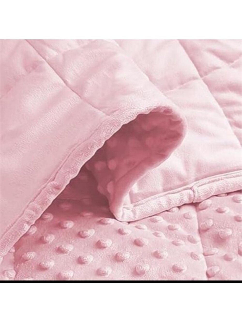 Luxurious Pink Weighted Blanket Soft Minky Fabric Textured Dotted Design Stylish - Picture 2 of 2